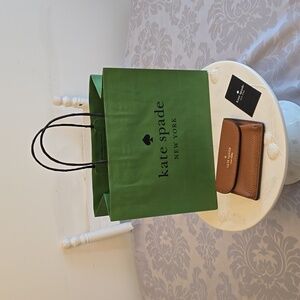 NWT kate spade Dumpling Pebbled Leather Wallet Brown Warm Ginger w/ Shopping Bag